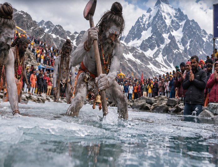 शिव चेलों ने तोड़ा डल, राधाष्टमी के शाही स्नान पर उमड़ा आस्था का सैलाब