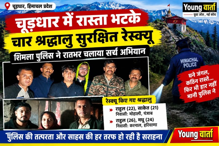 चूड़धार के घने जंगलों में रास्ता भटके चार श्रद्धालु , शिमला पुलिस ने रातभर चलाया सर्च अभियान , सभी का सफल रेस्क्यू