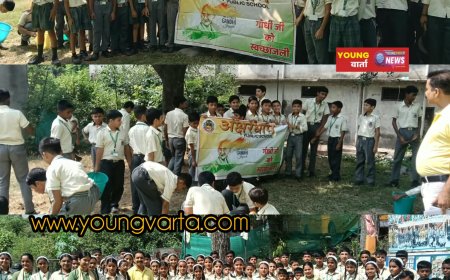 महात्मा गांधी की जयंती पर अक्षरधाम पब्लिक स्कूल के विद्यार्थियों ने चलाया स्वच्छता अभियान