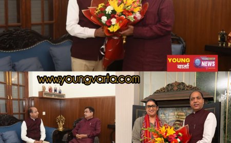 नई दिल्ली में केंद्रीय मंत्री नितिन गडकरी और भाजपा राष्ट्रीय महासचिव स्मृति ईरानी से जयराम ठाकुर की शिष्टाचार भेंट