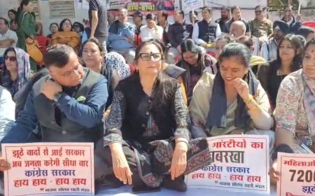सोलन में कांग्रेस की गारंटियों के खिलाफ भाजपा का प्रदर्शन, आंदोलन तेज करने की चेतावनी