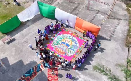 धर्मशाला में बनी प्रदेश की सबसे मनमोहक और विशाल रंगोली , तीन दिन में बनकर हुई तैयार