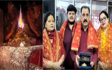 मां ज्वाला का चमत्कार! मन्नत पूरी होने पर पंजाब के श्रद्धालु परिवार ने अर्पित किया 1 तोले सोने का छत्र